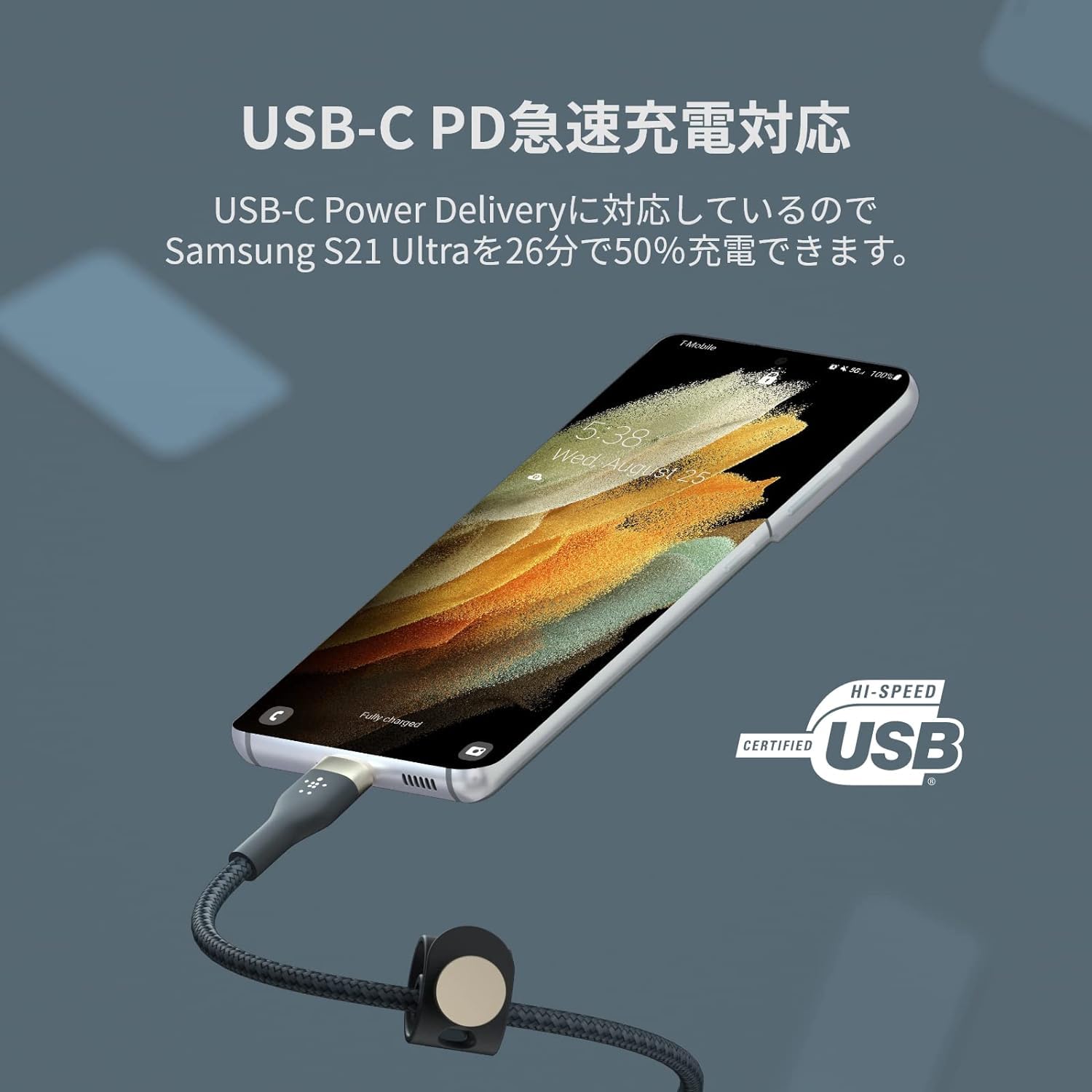 Amazon.co.jp: Belkin USB-C to USB-C 編組シリコン ケーブル